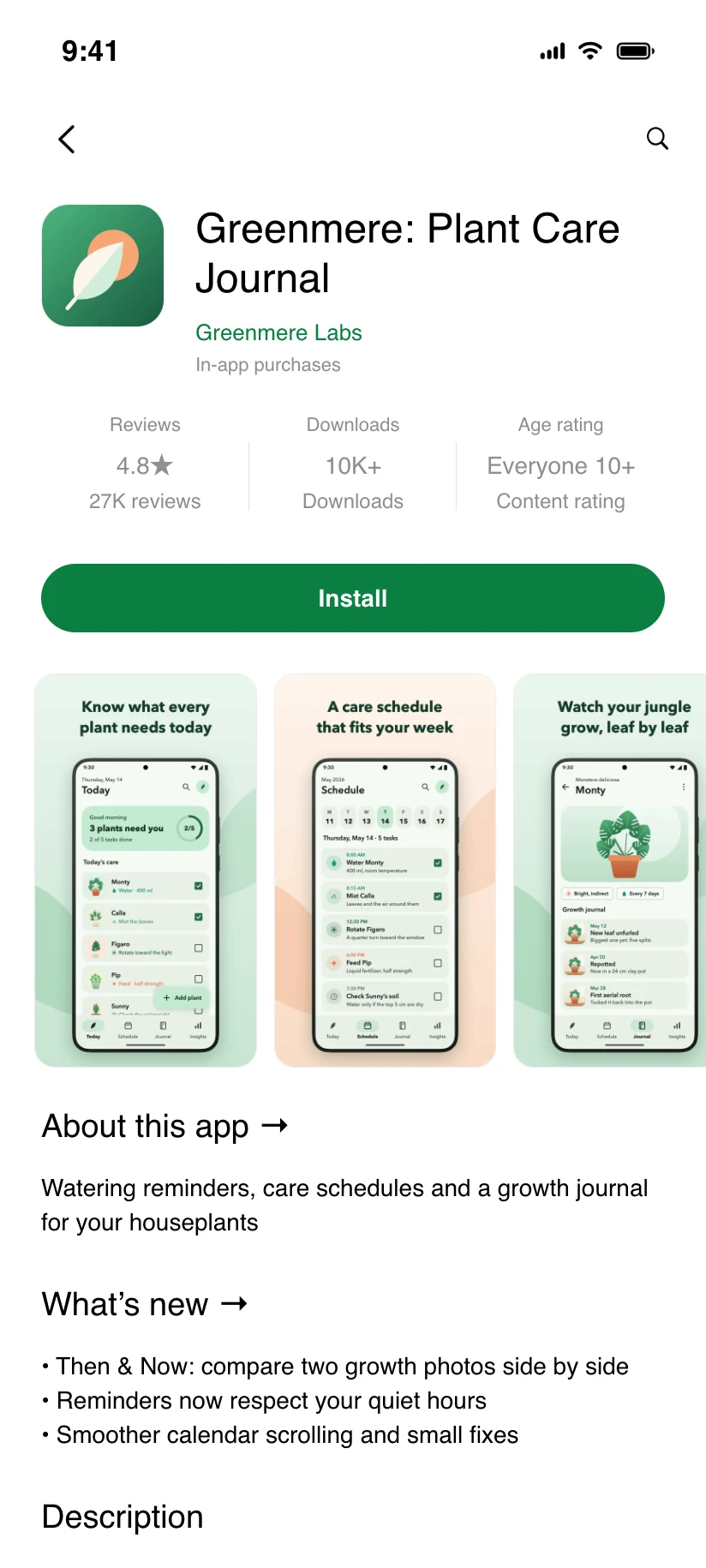 Greenmere Google Play listing.